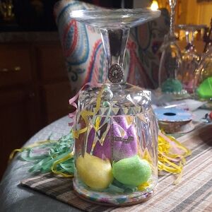 Crystal Glass Easter Egg Candle Holder With Rhinstone Cross Inside